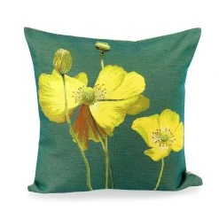 Scully & Scully Poppies On Green Tapestry Pillows