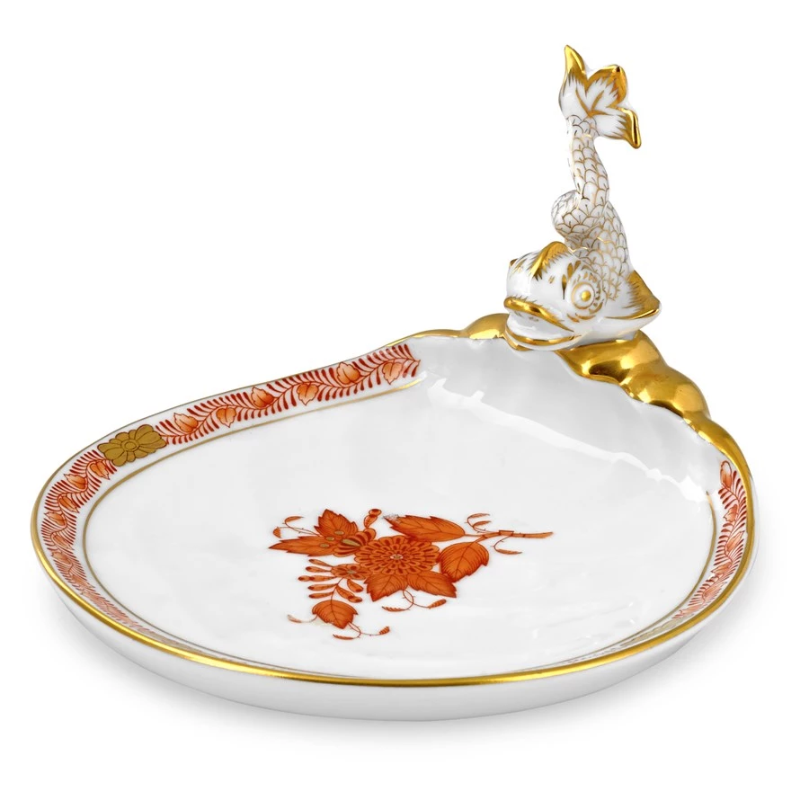 Herend Chinese Bouquet Rust Dolphin Soap Dish 1 Herend Chinese Bouquet Rust Dolphin Soap Dish
