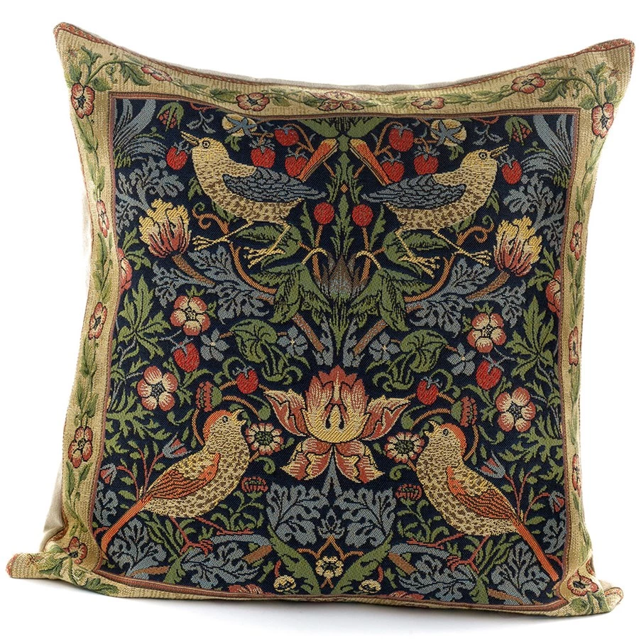 Scully & Scully Bordered Strawberry Thief Tapestry Pillows 2 Scully & Scully Bordered Strawberry Thief Tapestry Pillows - Image 2