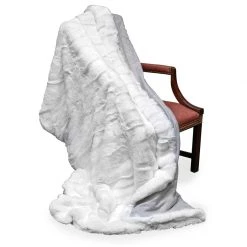 Scully & Scully Faux Fur White Australian Geelong Wool Throw