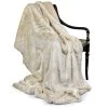 Scully & Scully Faux Fur Beige Australian Geelong Wool Throw