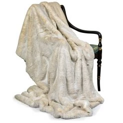 Scully & Scully Faux Fur Beige Australian Geelong Wool Throw