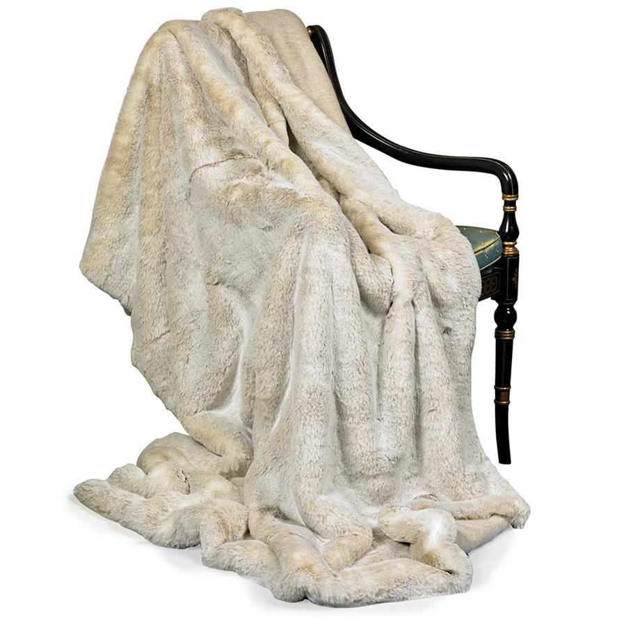 Scully & Scully Faux Fur Beige Australian Geelong Wool Throw 1 Scully & Scully Faux Fur Beige Australian Geelong Wool Throw