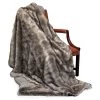 Scully & Scully Faux Fur Plaid Silver Fox Australian Geelong Wool Throw