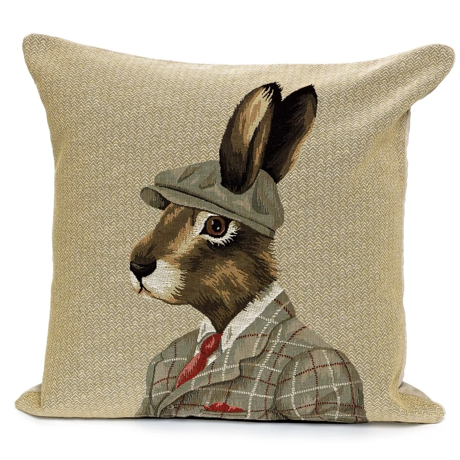 Scully & Scully Mr. Harry Hare Tapestry Pillow 1 Scully & Scully Mr. Harry Hare Tapestry Pillow