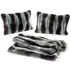 Scully & Scully Faux Fur Chinchilla Bed Runner And Pillow Set