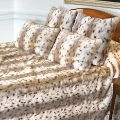 Scully & Scully Faux Fur Lynx Bed Spread & Pillows