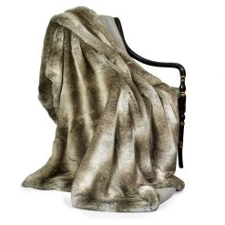 Scully & Scully Faux Fur Wolf Australian Geelong Wool Throw