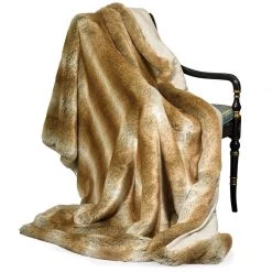 Scully & Scully Faux Fur Coyote Australian Geelong Wool Throw