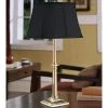 Scully & Scully Brass Double Pull Chain Table Lamp With Black Shade