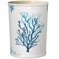 Scully & Scully Seaweed Blue Wastebasket & Tissue Box Cover