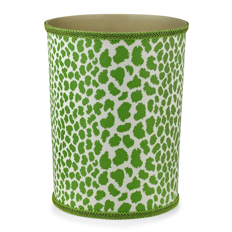 Scully & Scully Cheetah Green Wastebasket & Tissue Box Cover 1 Scully & Scully Cheetah Green Wastebasket & Tissue Box Cover
