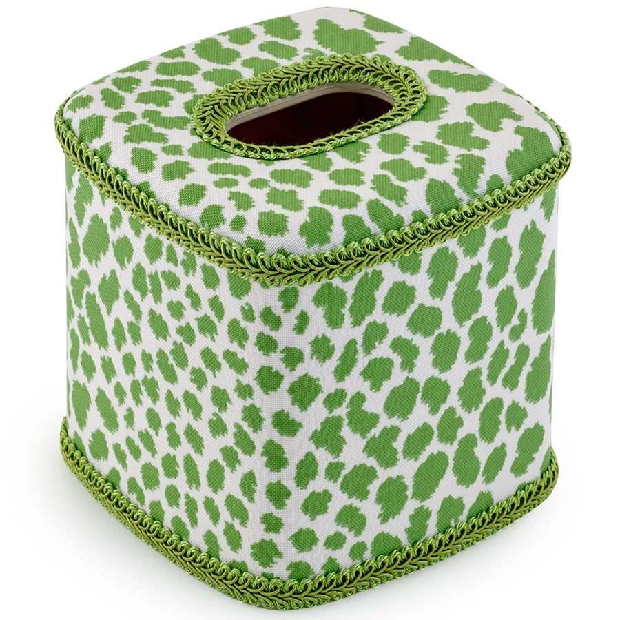 Scully & Scully Cheetah Green Wastebasket & Tissue Box Cover 2 Scully & Scully Cheetah Green Wastebasket & Tissue Box Cover - Image 2