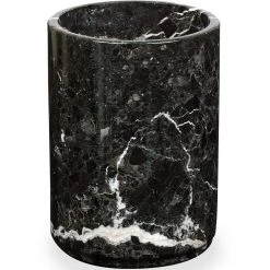 Scully & Scully Eris Black Zebra Marble Wastebasket & Tissue Box Cover