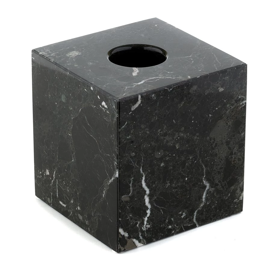 Scully & Scully Eris Black Zebra Marble Wastebasket & Tissue Box Cover 2 Scully & Scully Eris Black Zebra Marble Wastebasket & Tissue Box Cover - Image 2