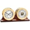 Scully & Scully Ship's Bell Clock & Barometer On Mahogany Base
