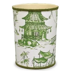 Scully & Scully Jade Pagoda Wastebasket & Tissue Box Cover