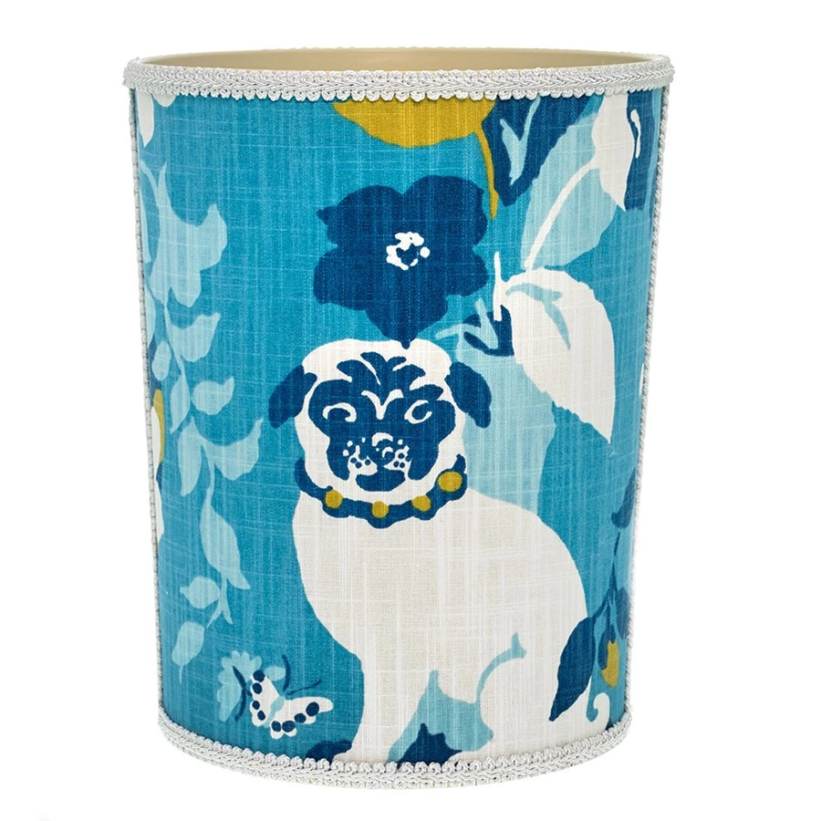 Scully & Scully Blue Pug Wastebasket & Tissue Box Cover 1 Scully & Scully Blue Pug Wastebasket & Tissue Box Cover