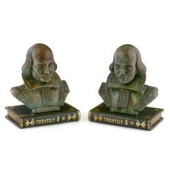 Scully & Scully Leather Books With Shakespeare Head Pair Bookends
