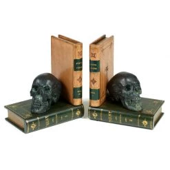 Scully & Scully Leather Books With Skulls Bookends