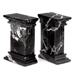 Scully & Scully Renaissance Black Zebra Marble Bookends