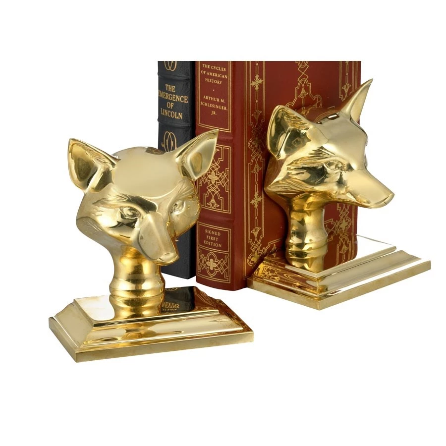 Scully & Scully Brass Fox Mask Bookend / Doorstop 1 Scully & Scully Brass Fox Mask Bookend / Doorstop