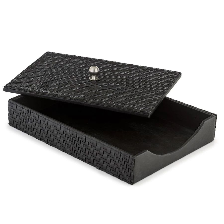 Scully & Scully Florentine Black Leather Desk Set 4 Scully & Scully Florentine Black Leather Desk Set - Image 4