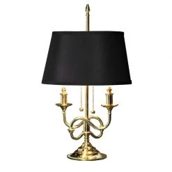 Scully & Scully Brass Table Lamp, Black Oval Shade