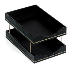 Scully & Scully Double Line Leather Desk Set, Black -Home Decor Shop unnamed file 1917