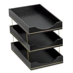 Scully & Scully Double Line Leather Desk Set, Black -Home Decor Shop unnamed file 1925