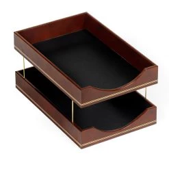 Scully & Scully Double Line Leather Desk Set, Brown -Home Decor Shop unnamed file 1943