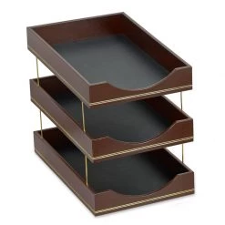 Scully & Scully Double Line Leather Desk Set, Brown -Home Decor Shop unnamed file 1951