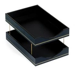 Scully & Scully Double Line Leather Desk Set, Navy -Home Decor Shop unnamed file 1956