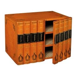 Scully & Scully Leather Books Three-Shelf Desk Organizer
