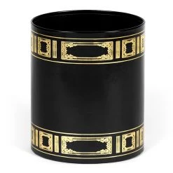 Scully & Scully Handtooled Oval Leather Wastebaskets