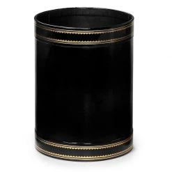 Scully & Scully Handtooled Round Leather Wastebaskets