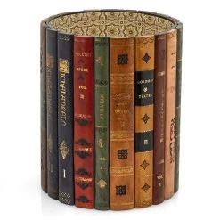 Scully & Scully Leather Books Round Wastebasket