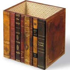 Scully & Scully Rectangular Leather Books Spines Wastebasket