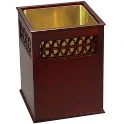 Scully & Scully Mahogany Wastebasket With 1-line Fret, Straight Sides