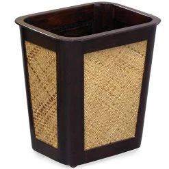 Scully & Scully Cane Mat & Mahogany Wastebaskets