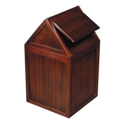 Scully & Scully Large Mahogany Swing-Top Wastebasket