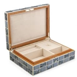 Scully & Scully Shagreen & Agate Quilt Jewelry Box