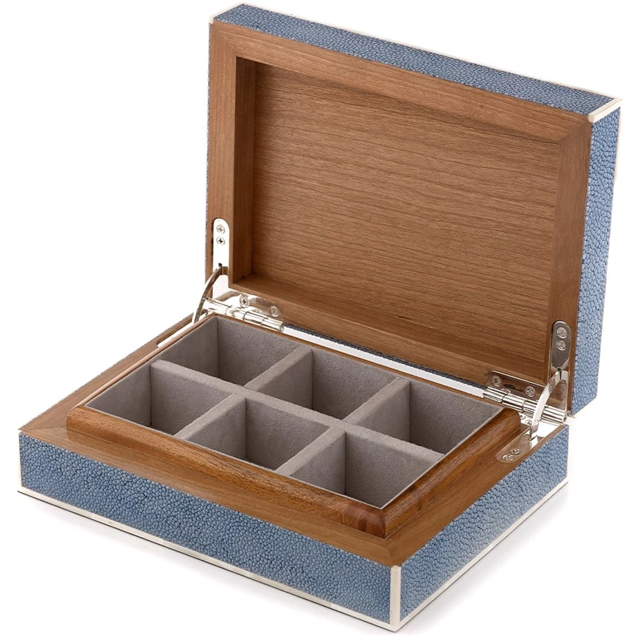 Scully & Scully Moon Blue Shagreen Cufflink Box 1 Scully & Scully Moon Blue Shagreen Cufflink Box