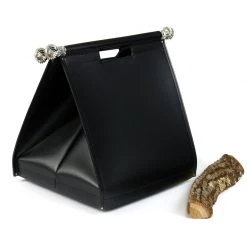 Scully & Scully Sterling Silver Handle Leather Log Bag