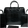 Scully & Scully Crocodile Embossed Leather Bags Black