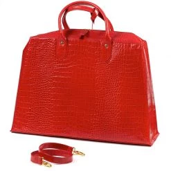 Scully & Scully Crocodile Embossed Leather Bags Red