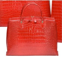 Scully & Scully Crocodile Embossed Leather Bags Red -Home Decor Shop unnamed file 2376
