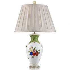 Herend Fruits And Flowers With Green Border Porcelain Lamp