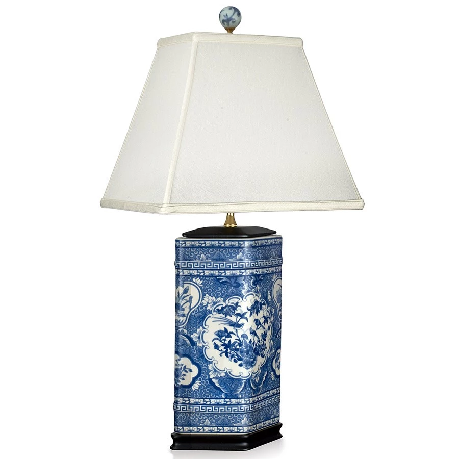 Scully & Scully Blue And White Rose Canton Lamp 1 Scully & Scully Blue And White Rose Canton Lamp