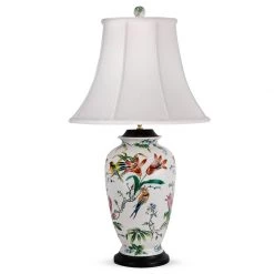 Scully & Scully Songbird Garden Porcelain Vase Lamps